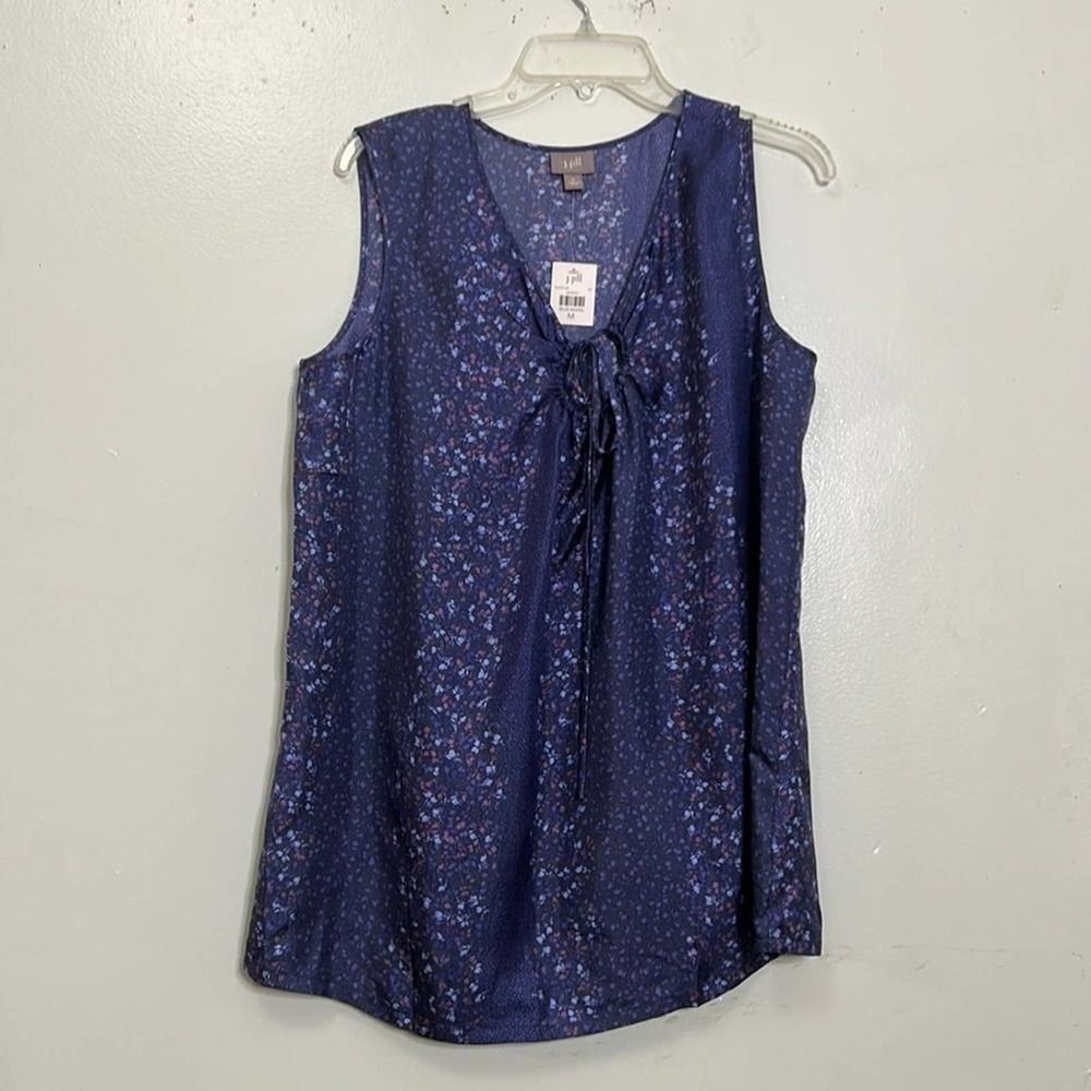 NWT J.JILL 100% SILK BLUE MARIN SIZE M